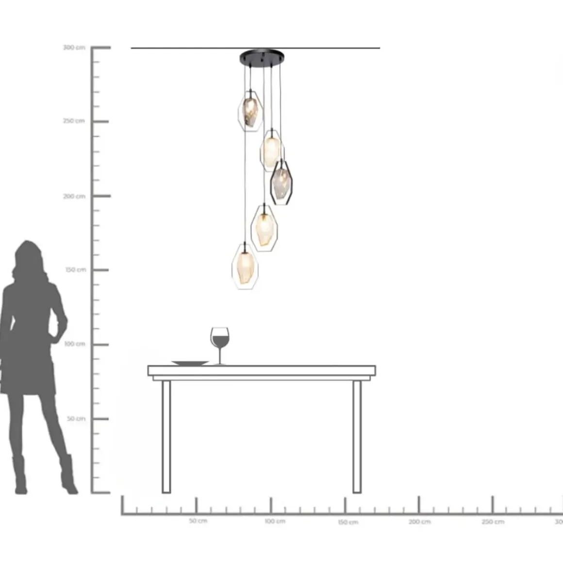 Taklampa Diamond Fever Spiral - Svart, Ø42cm - KARE Design