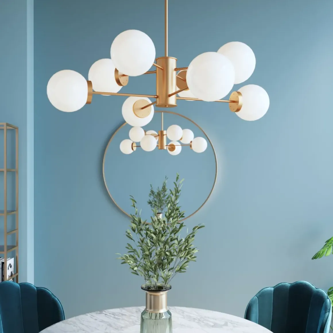 Taklampa Heavenly - Mässing/Vit, Ø98cm - KARE Design