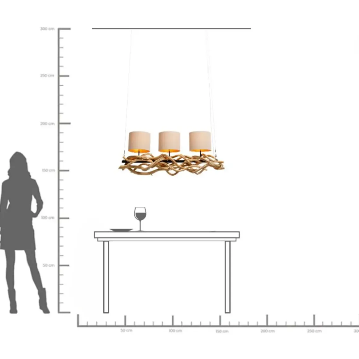 Taklampa Jungle Club - Natur, 115cm - KARE Design
