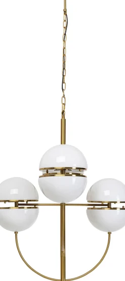 Taklampa Leisha - Mässing/Opalfärgat Glas, 4 Klot - KARE Design