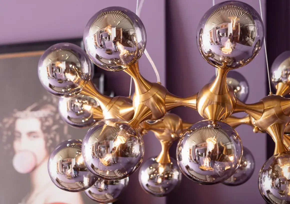 Taklampa Pendel Atomic - Guld/Tonade Glaskupor, Ø74cm - KARE Design