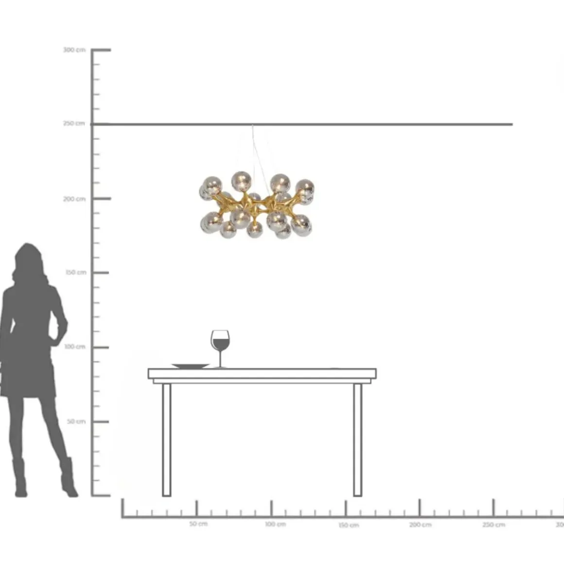 Taklampa Pendel Atomic - Guld/Tonade Glaskupor, Ø74cm - KARE Design