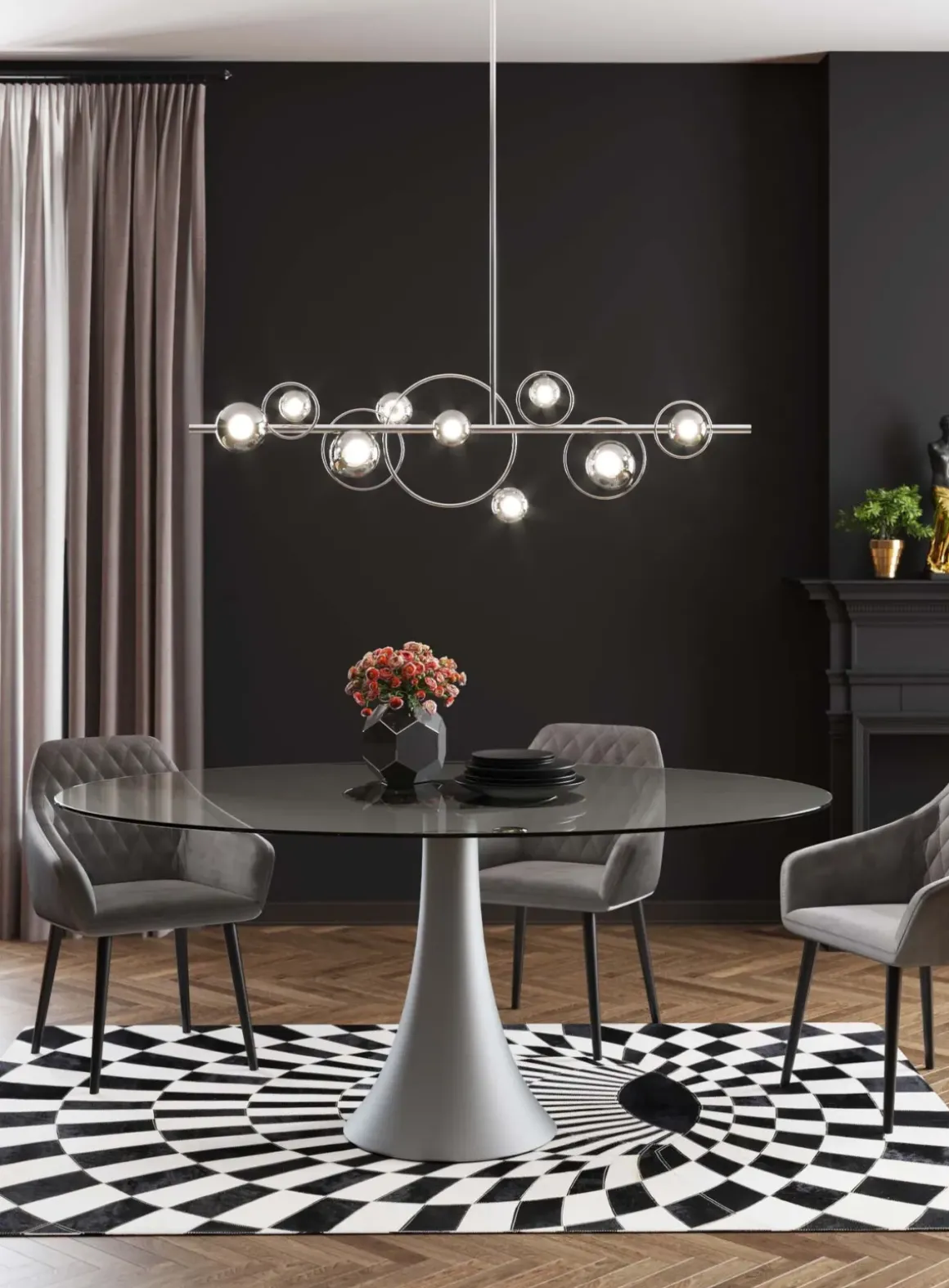 Taklampa Universe - Krom, 110cm - KARE Design