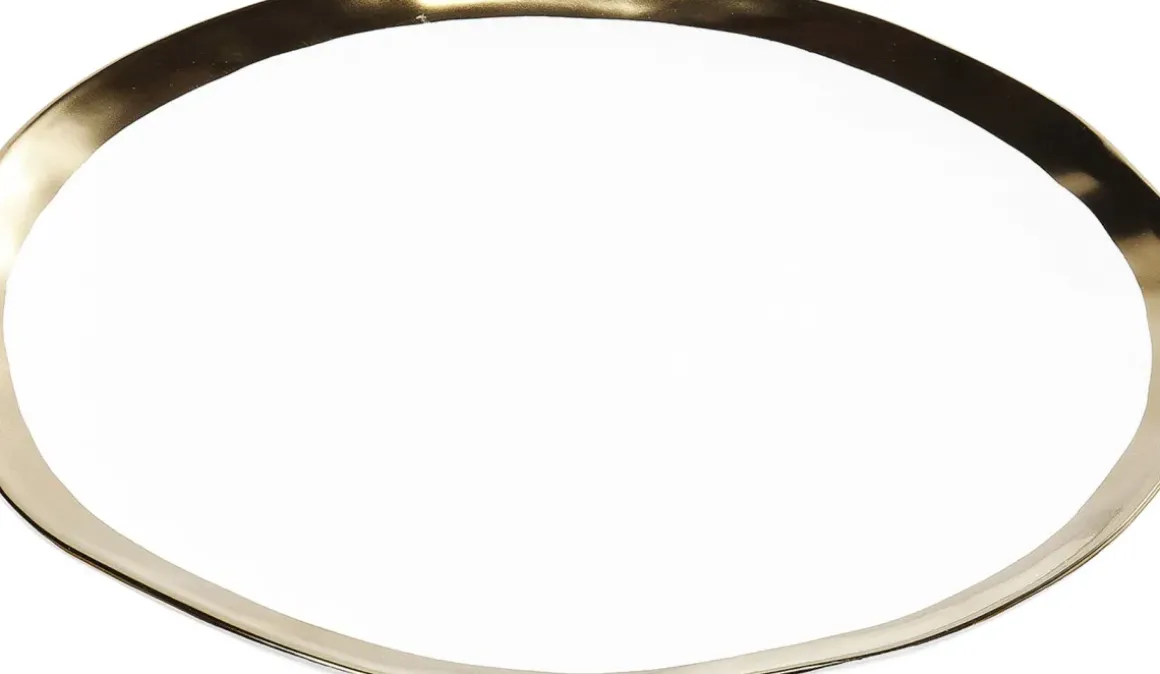 Tallrik Bell - Vit Porslin med guldkant, Ø25cm - KARE Design