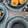 Tallrik Mustique - Glaserat Stengods Aqua Blå-grå, Ø21cm - KARE Design