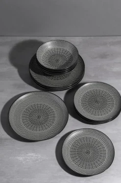 Tallriksset Tokyo - Svart Porslin, 12 delar - KARE Design
