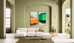 Tavla Abstract Shapes - Orange, 73x143cm - KARE Design