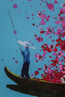 Tavla Flower Boat - Blå/Rosa, 120x160cm - KARE Design