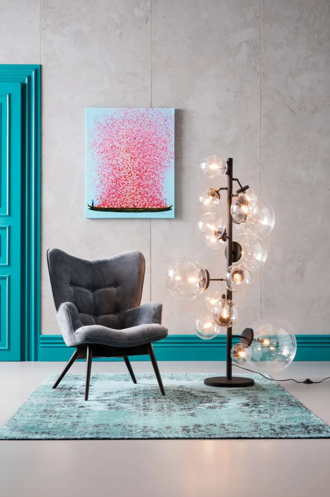 Tavla Flower Boat - Blå/Rosa, 80x100cm - KARE Design