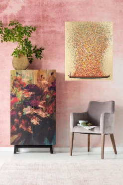 Tavla Flower Boat - Guld/Röd, 80x100cm - KARE Design