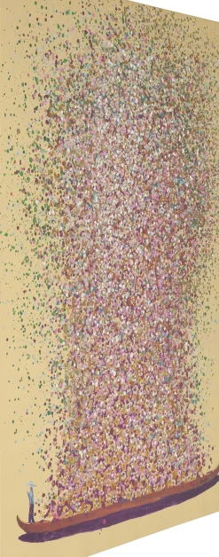 Tavla Flower Boat - Guld/Rosa, 80x100cm - KARE Design