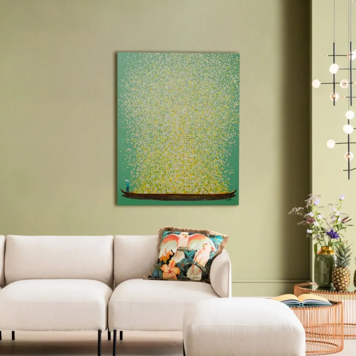 Tavla Flower Boat - Lila/Vit, 80x100cm - KARE Design
