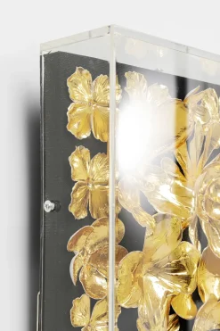 Tavla Flower Guld - 3D Blommor i Djup Plexiram, 80x80cm - KARE Design