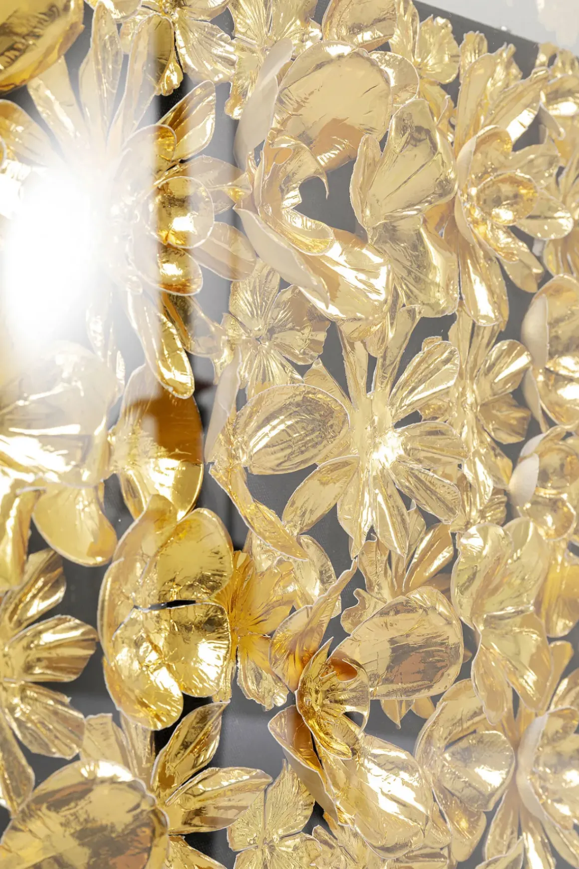 Tavla Flower Guld - 3D Blommor i Djup Plexiram, 80x80cm - KARE Design