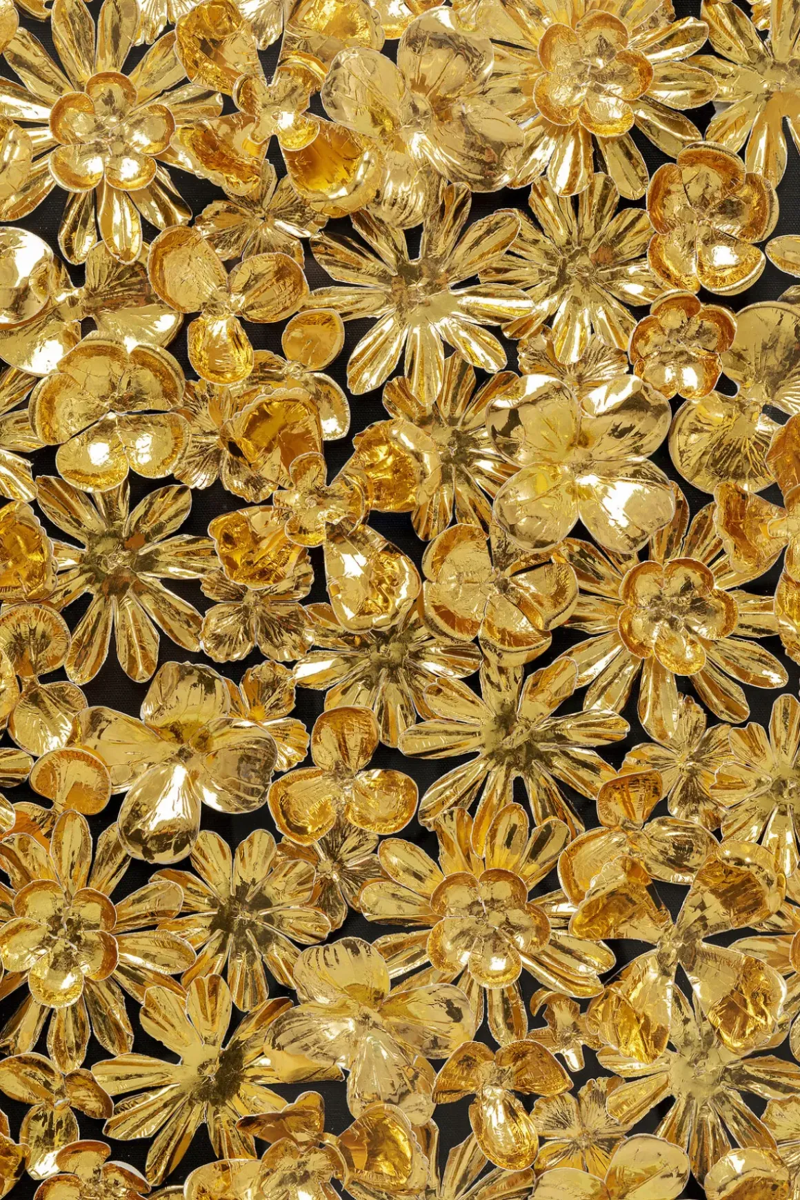 Tavla Flower Guld - 3D Blommor i Djup Plexiram, 80x80cm - KARE Design
