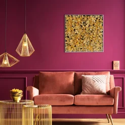 Tavla Flower Guld - 3D Blommor i Djup Plexiram, 60x60cm - KARE Design