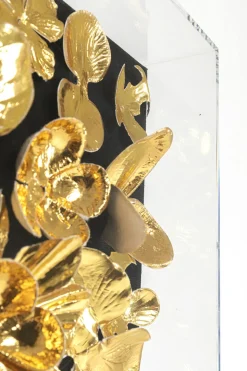 Tavla Flower Guld - 3D Blommor i Djup Plexiram, 60x60cm - KARE Design