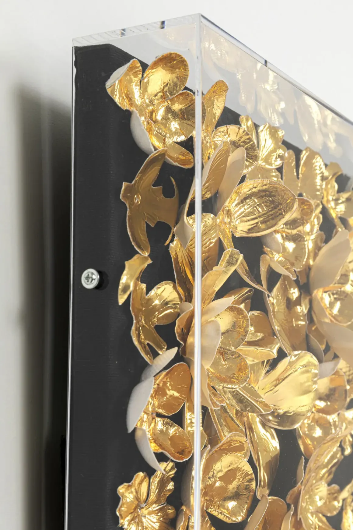 Tavla Flower Guld - 3D Blommor i Djup Plexiram, 60x60cm - KARE Design
