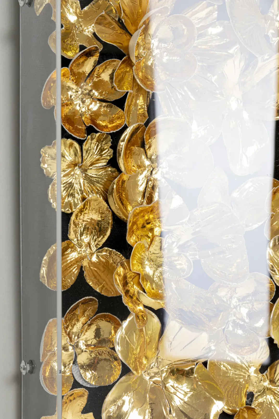 Tavla Flower Guld - 3D Blommor i Djup Plexiram, 60x60cm - KARE Design