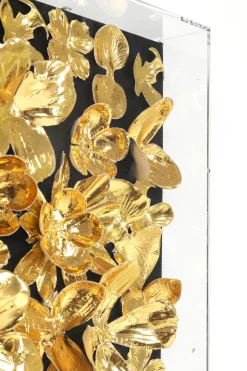 Tavla Flower Guld - 3D Blommor i Djup Plexiram, 60x60cm - KARE Design