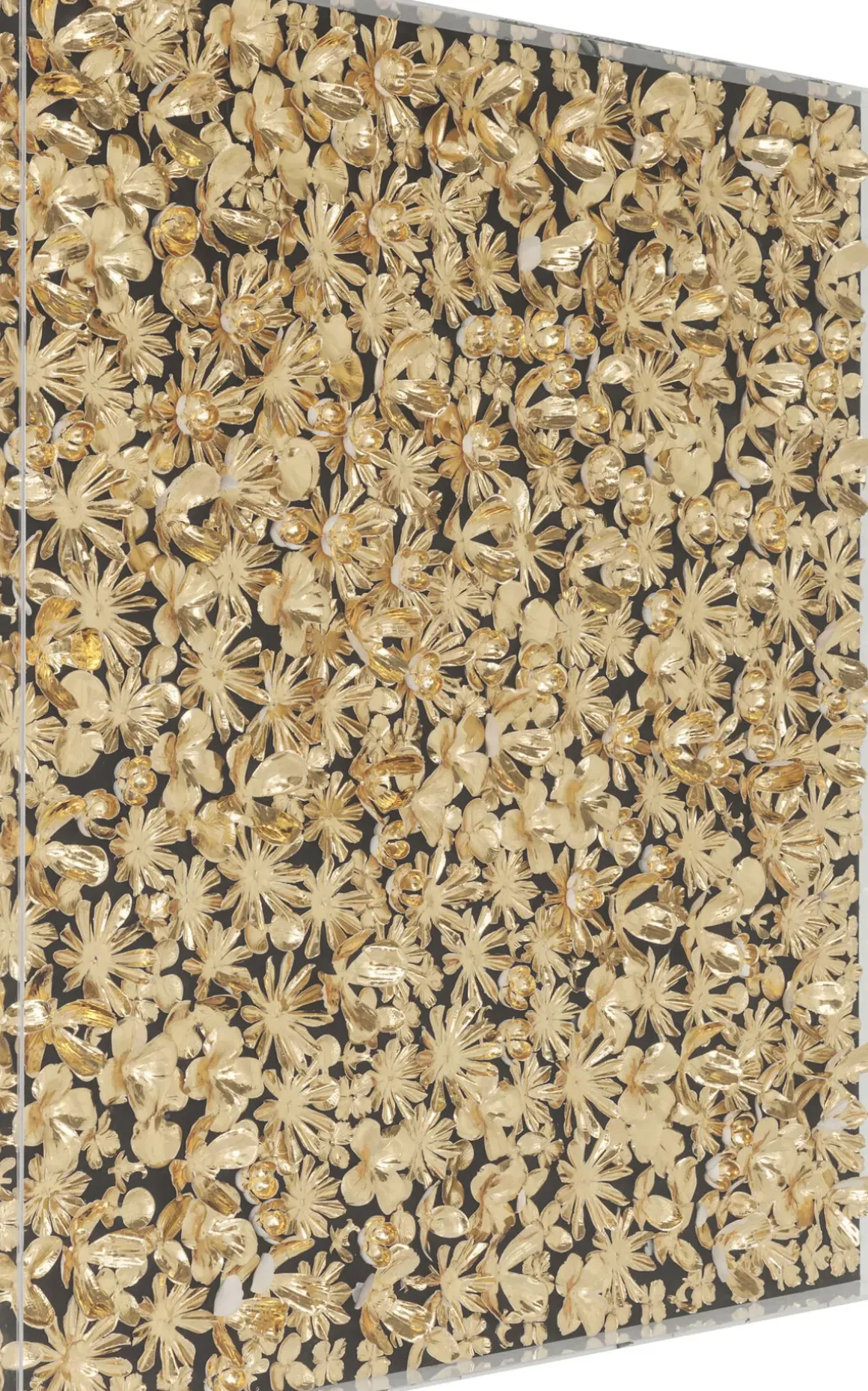 Tavla Flower Guld - 3D Blommor i Djup Plexiram, 120x120cm - KARE Design