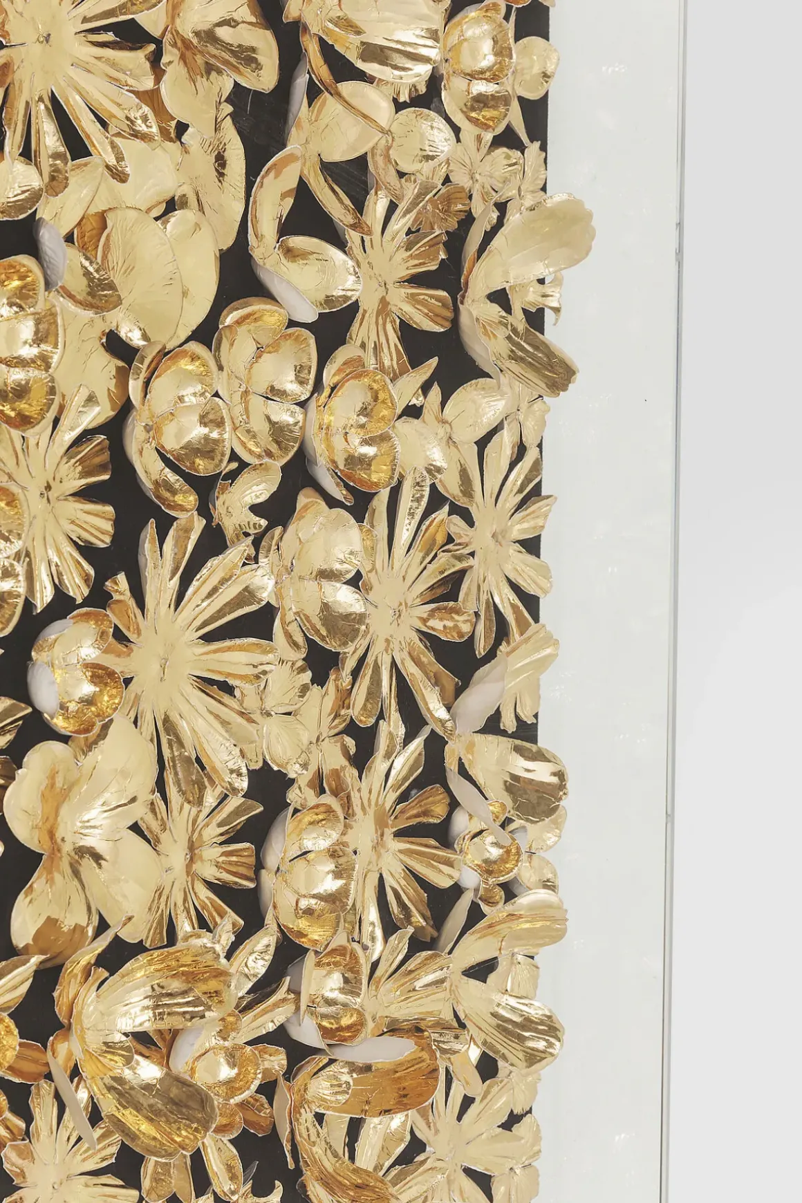Tavla Flower Guld - 3D Blommor i Djup Plexiram, 120x120cm - KARE Design