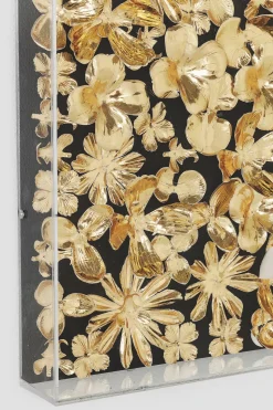 Tavla Flower Guld - 3D Blommor i Djup Plexiram, 120x120cm - KARE Design