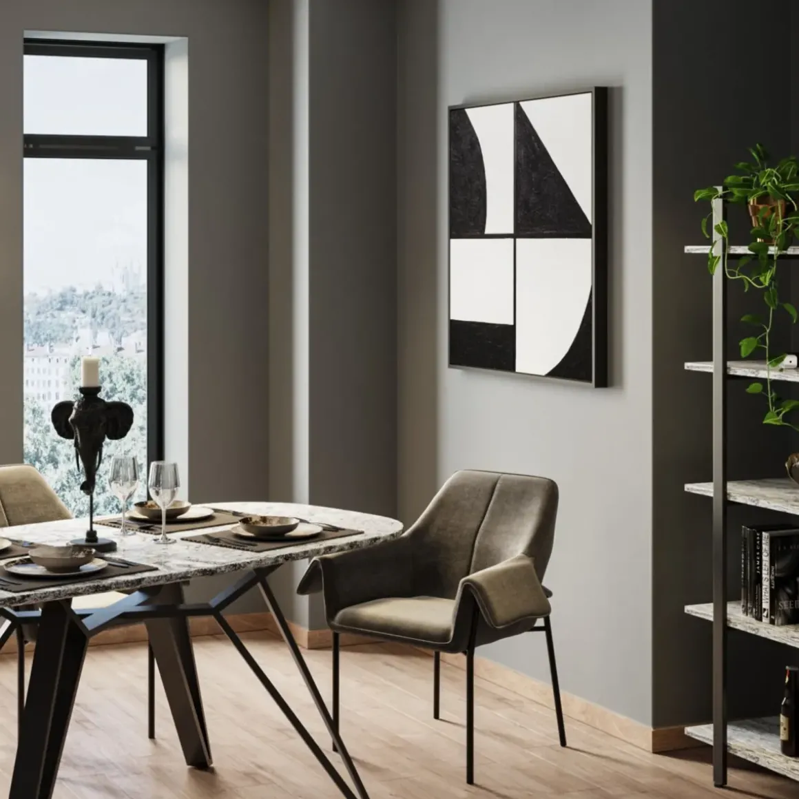 Tavla Modulo - Svart/Vit, 100x100cm - KARE Design