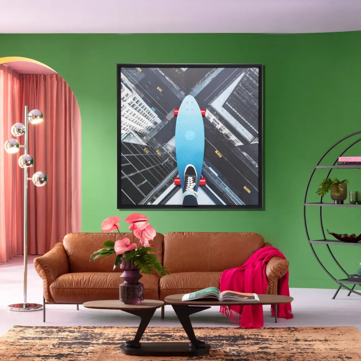 Tavla Skyline Skater - Inramad, 149x149cm - KARE Design