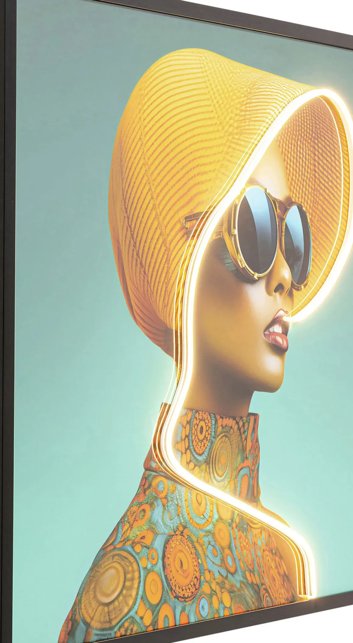 Tavla Sun Hat Woman - Gul LED, 80x80cm - KARE Design