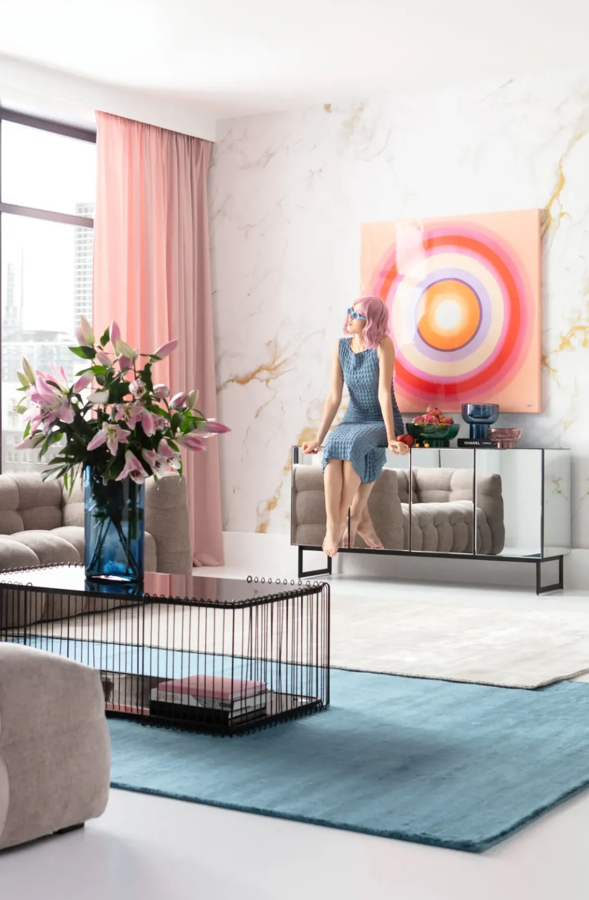 Tavla Tendency Circle Pink - Canvas, 120x120cm - KARE Design
