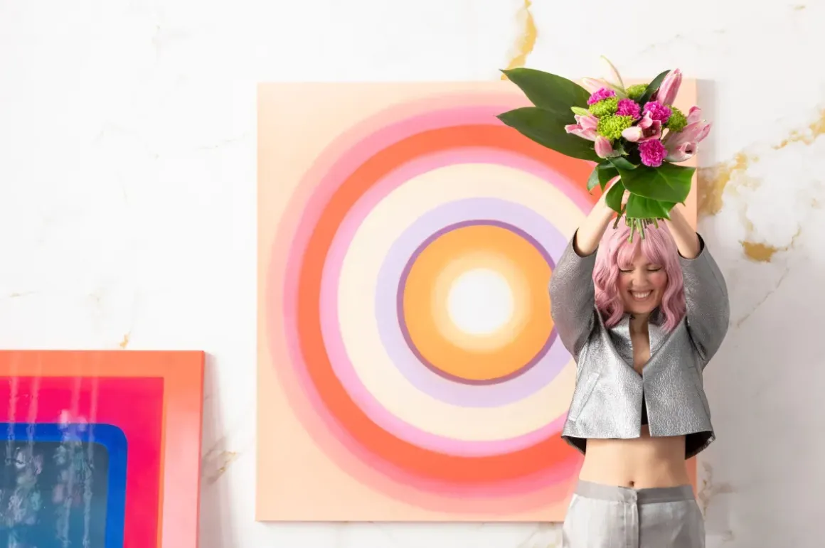 Tavla Tendency Circle Pink - Canvas, 120x120cm - KARE Design
