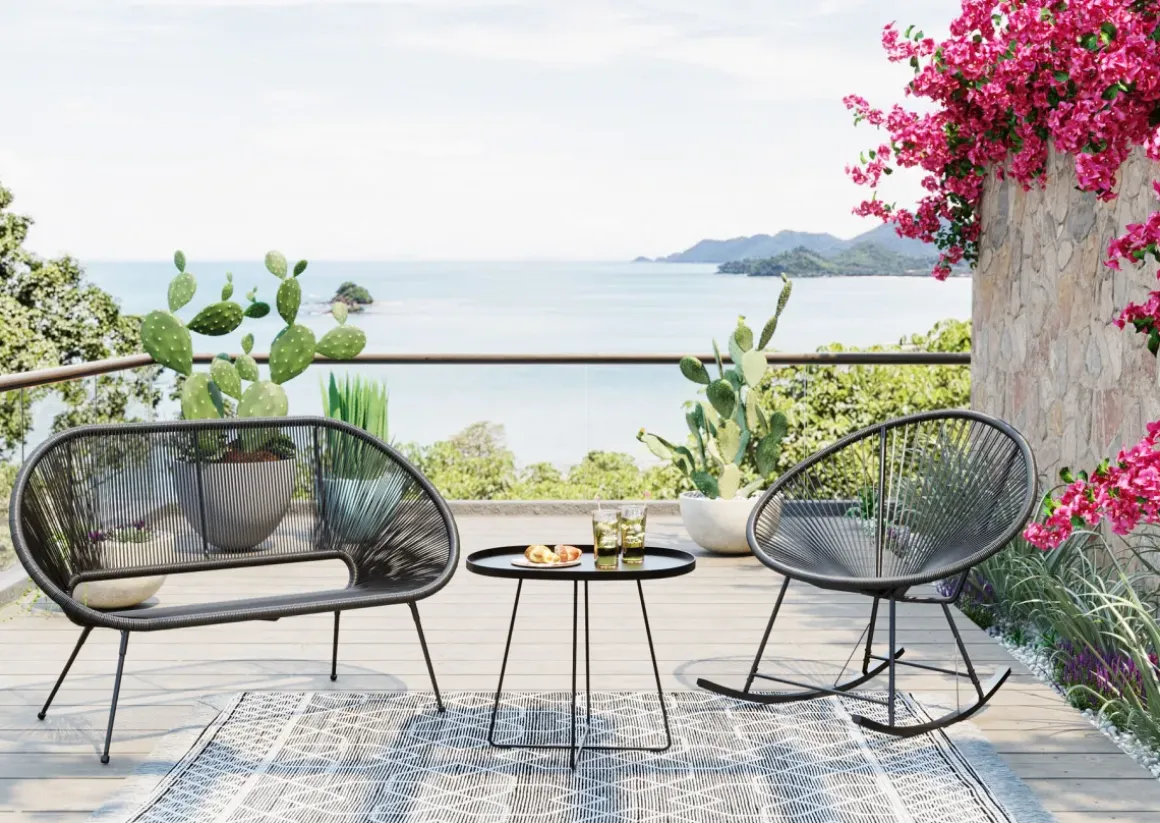 Trädgårdsbänk Acapulco - Svart, 121cm - KARE Design