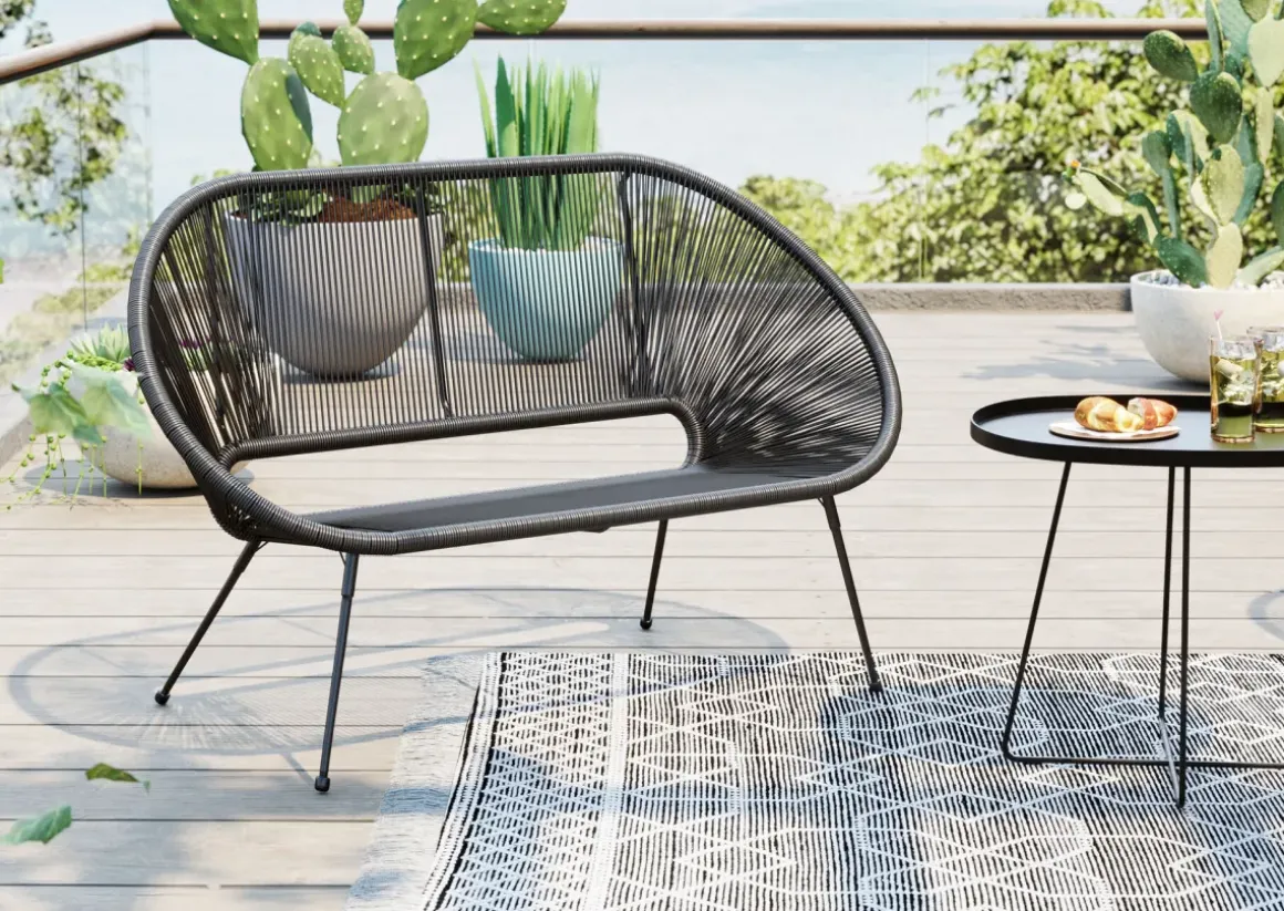 Trädgårdsbänk Acapulco - Svart, 121cm - KARE Design