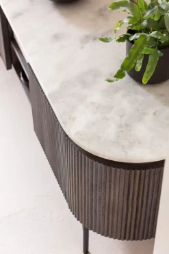 Tv-Bänk Glenn - Mörkgrå Trästruktur/Marmor, 54x150cm - KARE Design