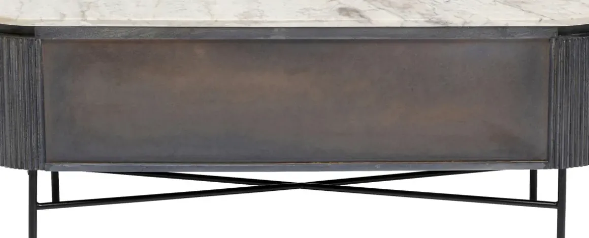 Tv-Bänk Glenn - Mörkgrå Trästruktur/Marmor, 54x150cm - KARE Design