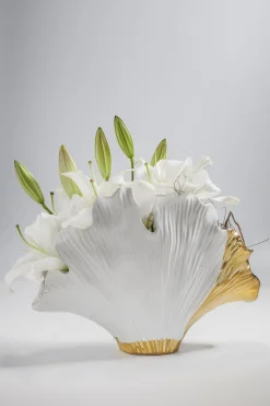 Vas Ginkgo - Vas och Skulptur i Vit/Guld, 18cm - KARE Design