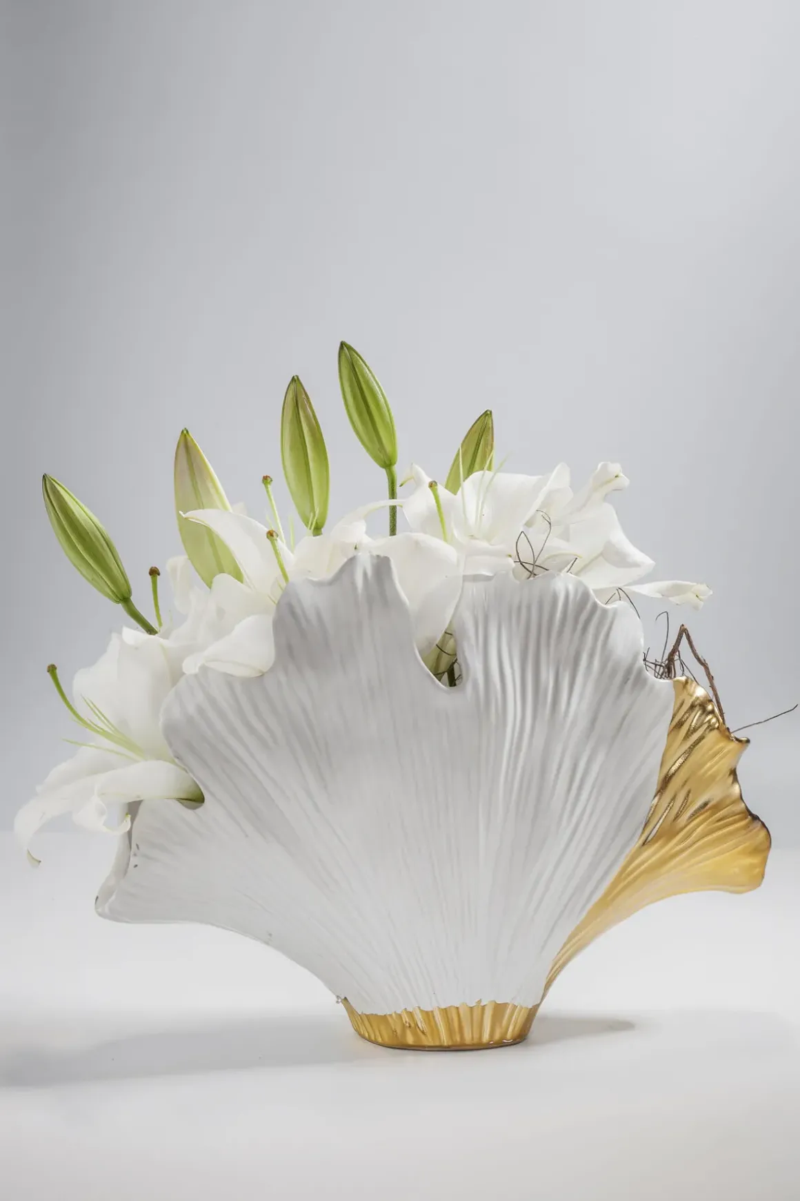 Vas Ginkgo - Vas och Skulptur i Vit/Guld, 18cm - KARE Design