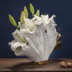 Vas Ginkgo - Vas och Skulptur i Vit/Guld, 45cm - KARE Design