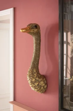 Väggdekor Ostrich - Dekorativ Skulptur Guld, 72cm - KARE Design