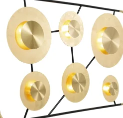 Vägglampa Disc - 6 Lampor i Ram Matt Guld/Svart, 110x185cm - KARE Design