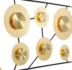 Vägglampa Disc - 6 Lampor i Ram Matt Guld/Svart, 110x185cm - KARE Design