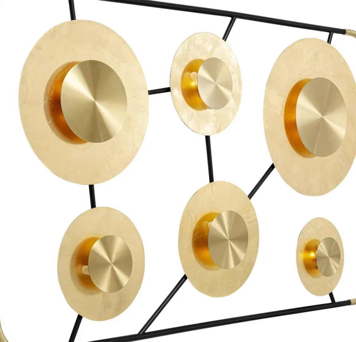 Vägglampa Disc - 6 Lampor i Ram Matt Guld/Svart, 110x185cm - KARE Design