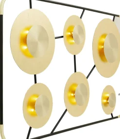 Vägglampa Disc - 6 Lampor i Ram Matt Guld/Svart, 110x185cm - KARE Design