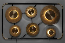 Vägglampa Disc - 6 Lampor i Ram Matt Guld/Svart, 110x185cm - KARE Design