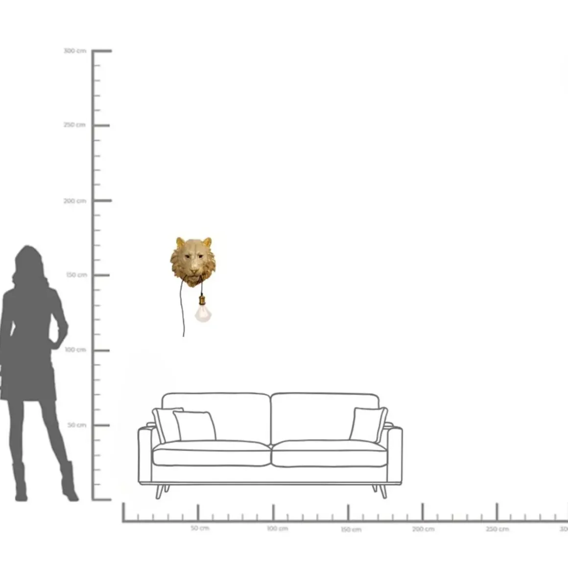 Vägglampa Tiger Head - Guld - KARE Design