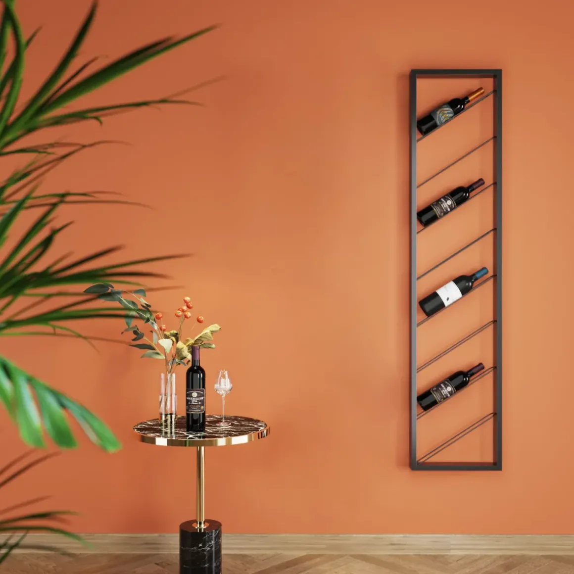 Vinhylla Bistro - Vägghängt Vinställ Svart, 36x160cm - KARE Design